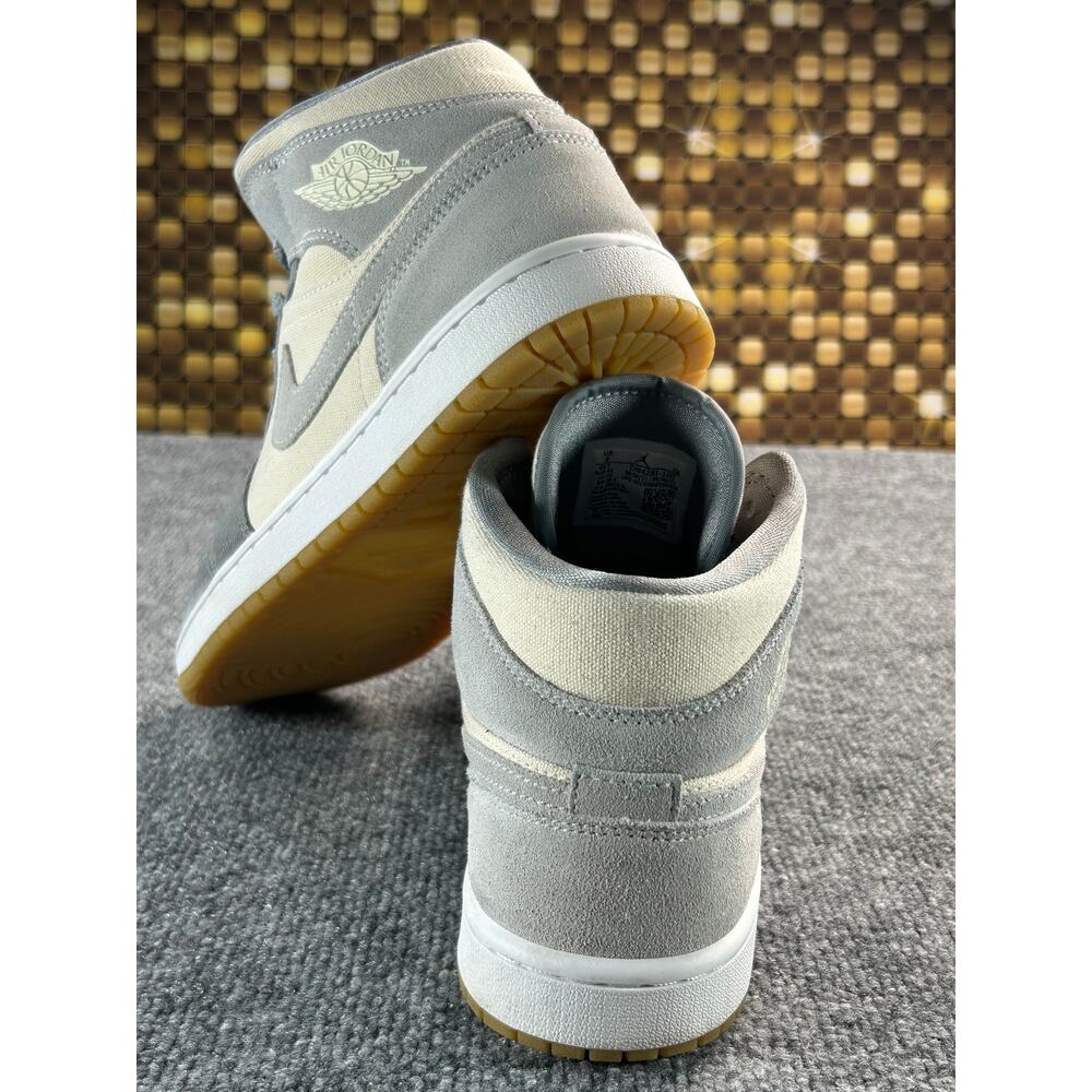 Air Jordan 1 Mid SE Grey Fog Coconut Milk Canvas Suede Men's Size 8 - Picture 2 of 12